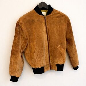 Brown Suede Bomber Jacket